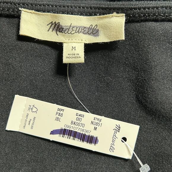 Madewell Women's Low Back Tee Cap Sleeve Top Cotton Stretch Black Medium NEW - Picture 8 of 9